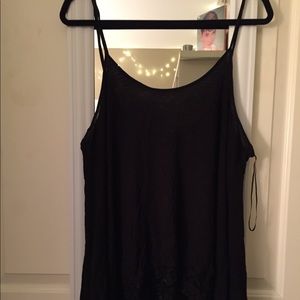 Flowy Black tank top with lace bottom